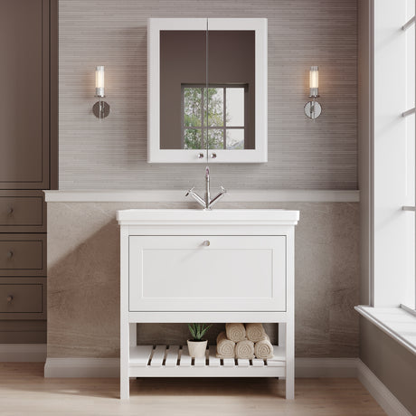 Hudson Reed Bexley 800mm Floor Standing 1 Drawer Vanity Unit with 0 Tap Hole Fireclay Basin