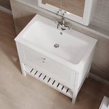 Bexley Floor Standing 1 Drawer Vanity & 1 Tap Hole Stone Basin, 800mm - Pure White