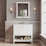 Bexley Floor Standing 1 Drawer Vanity & 1 Tap Hole Stone Basin, 800mm - Pure White