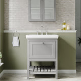 Hudson Reed Bexley 600mm Cool Grey Floor Standing 1 Drawer Vanity Unit with 3 Tap Hole Basin