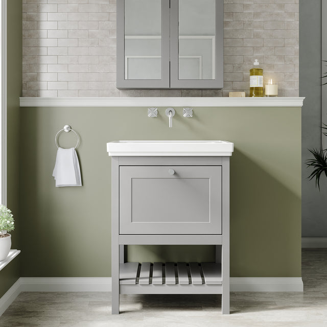 Hudson Reed Bexley 600mm Floor Standing Vanity Unit with 1 Drawer & 0 Tap Hole Basin