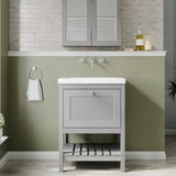 Bexley Floor Standing 1 Drawer Vanity & 0 Tap Hole Contemporary Fireclay Basin, 600mm - Cool Grey