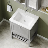 Bexley Floor Standing 1 Drawer Vanity & 0 Tap Hole Contemporary Fireclay Basin, 600mm - Cool Grey