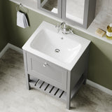Bexley Floor Standing 1 Drawer Vanity & 1 Tap Hole Stone Basin, 600mm - Cool Grey