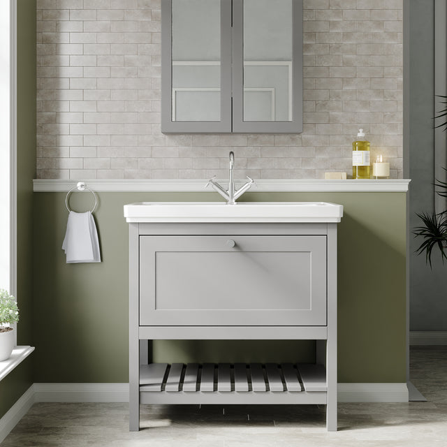 Hudson Reed Bexley 800mm Floor Standing Vanity Unit With Basin, 1 Tap Hole & Soft Close Drawers
