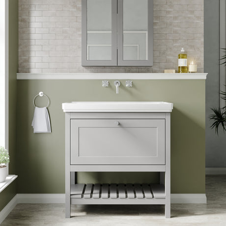 Hudson Reed Bexley 800mm Cool Grey 1 Drawer Floor Standing Vanity & Basin