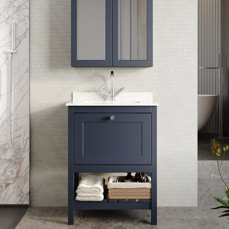 Hudson Reed Bexley 600mm Floor Standing 1 Drawer Vanity Unit With Marble Top Basin
