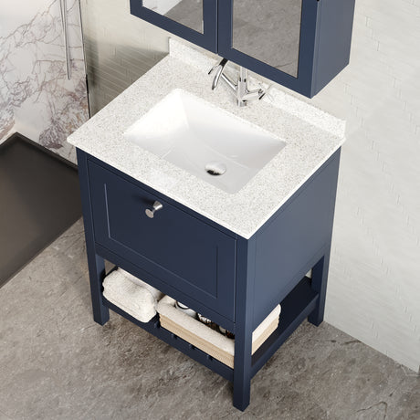 Hudson Reed Bexley 600mm Floor Standing 1 Drawer Vanity Unit With Marble Top Basin