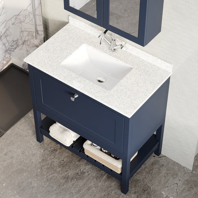Bexley Floor Standing 1 Drawer Vanity & Single Bowl 1 Tap Hole Marble Top, 800mm
