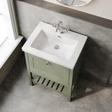Hudson Reed Bexley 600mm Fern Green Traditional Floor Standing 1 Drawer Vanity Unit with 1 Tap Hole Basin