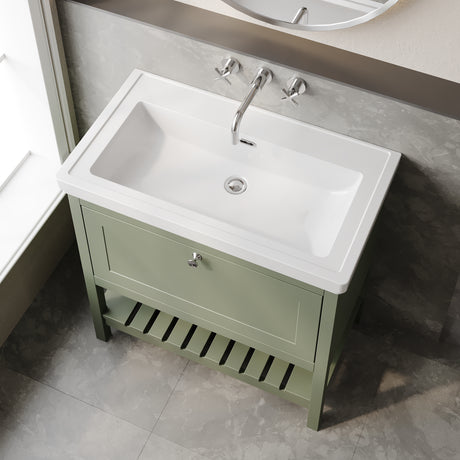 Bexley Floor Standing 1 Drawer Vanity & 0 Tap Hole Fireclay Basin, 800mm