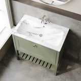 Bexley Floor Standing 1 Drawer Vanity & 1 Tap Hole Stone Basin, 800mm - Fern Green