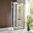 L Shaped Shower Bath Screen Brass