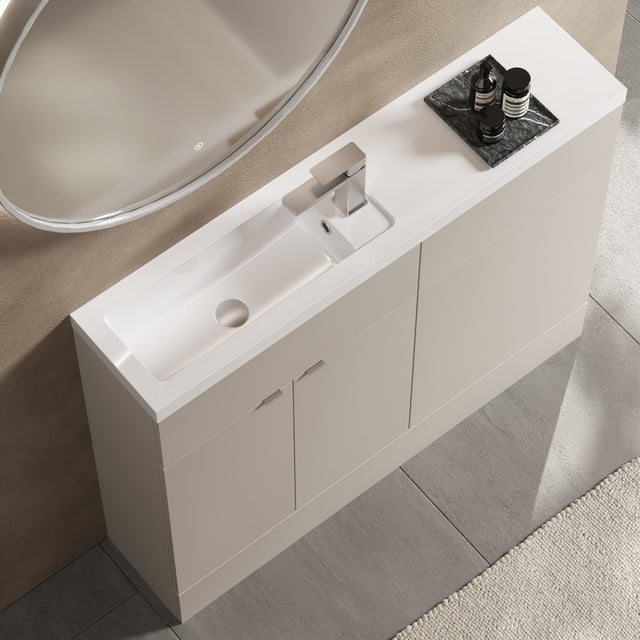 Hudson Reed Fusion 1100mm Compact Pebble Grey Floor Standing Combination Unit With Basin