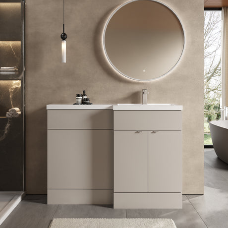 Hudson Reed Fusion 1200mm Right Hand Pebble Grey Combination Basin Unit With Handles