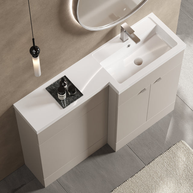Hudson Reed Fusion 1200mm Right Hand Pebble Grey Combination Basin Unit With Handles