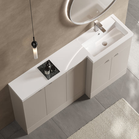 Hudson Reed Fusion 1500mm Right Hand Pebble Grey Combination Unit With 2 Handles