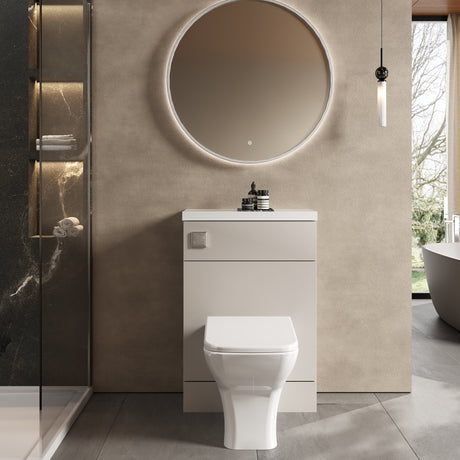 Hudson Reed Fusion 600mm Compact Pebble Grey Toilet Unit with Polymarble Top