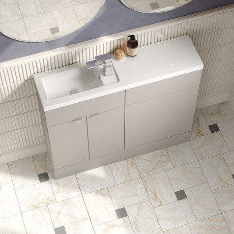 Hudson Reed Fusion 1000mm Pebble Grey Compact Combination Vanity & Toilet Unit
