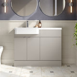 Hudson Reed Fusion 1100mm Pebble Grey Left Hand Semi Recessed Combination Unit with Soft Close Doors & Handles