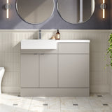 Hudson Reed Fusion 1100mm Pebble Grey Combination Unit & Left Hand Semi Recessed Basin Soft-Close Doors