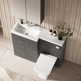 Hudson Reed Fusion 1100mm Anthracite Woodgrain Floor Standing 2 Door Left Hand Vanity Basin & Toilet Combination