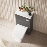 Hudson Reed Fusion 500mm Anthracite Woodgrain Floor Standing Toilet Unit with Top