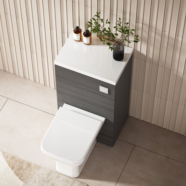 Hudson Reed Fusion 500mm Anthracite Woodgrain Toilet Unit & Top
