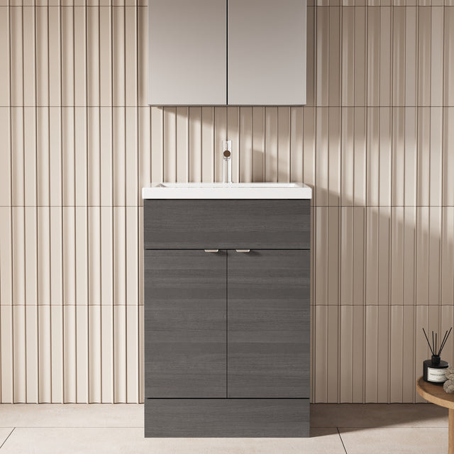 Hudson Reed Fusion 600mm Floor Standing 2 Door Vanity Unit & Ceramic Basin