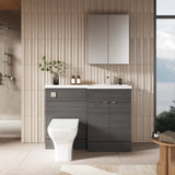 Hudson Reed Fusion 1200mm Anthracite Woodgrain Vanity Basin & Toilet Right Hand Combination