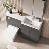 Hudson Reed Fusion 1200mm Anthracite Woodgrain Vanity Basin & Toilet Right Hand Combination