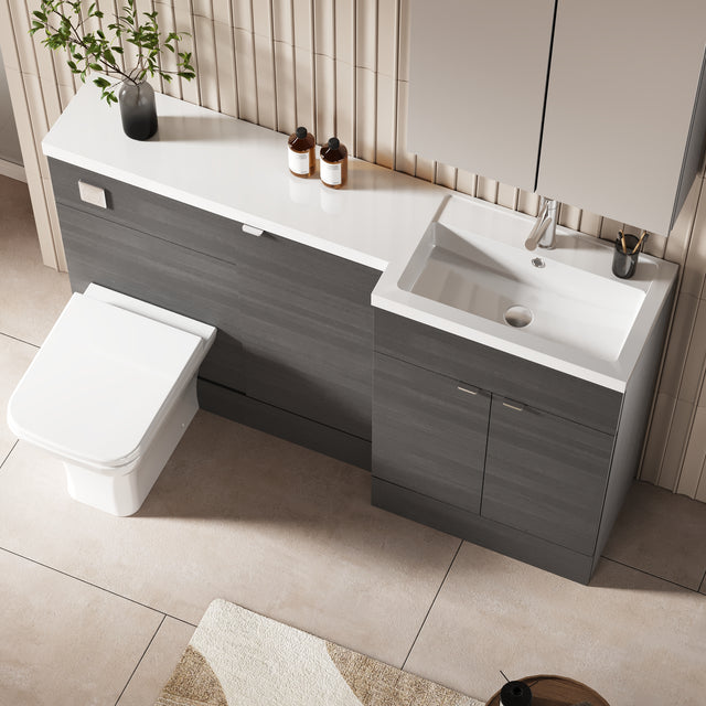 Hudson Reed Fusion 1500mm Floor Standing 2 Door Vanity Basin & Right Hand Toilet Combination Unit