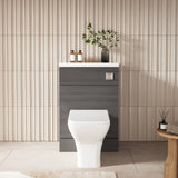 Hudson Reed Fusion 600mm Anthracite Woodgrain Floor Standing Toilet Unit With Polymarble Top