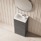 Hudson Reed Fusion 400mm Anthracite Woodgrain Floor Standing 1 Door Vanity Unit & Basin With Handle