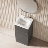 Hudson Reed Fusion 400mm Anthracite Woodgrain Floor Standing 1 Door Vanity Unit & Basin
