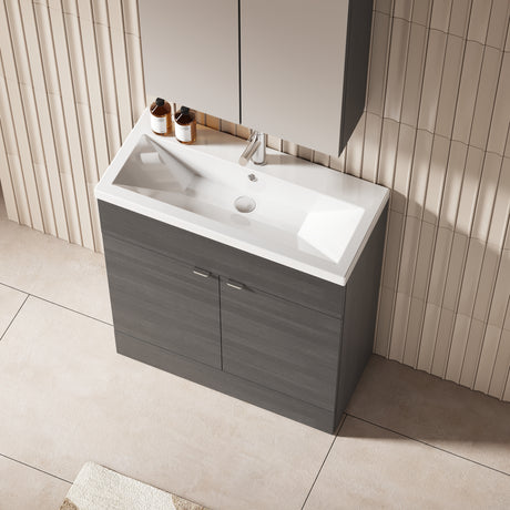 Hudson Reed Fusion 800mm Floor Standing 2 Door Vanity Unit & Ceramic Basin