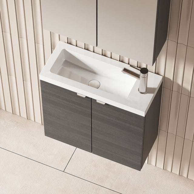 Hudson Reed Fusion 600mm Wall Hung 2 Door Vanity Unit & Polymarble Basin With Soft Close Doors