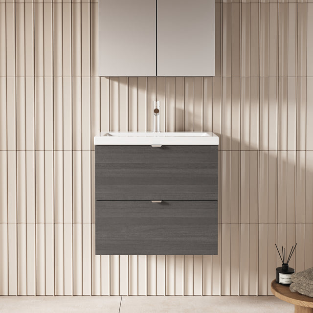 Hudson Reed Fusion 600mm Wall Hung 2 Drawer Vanity Unit & Ceramic Basin