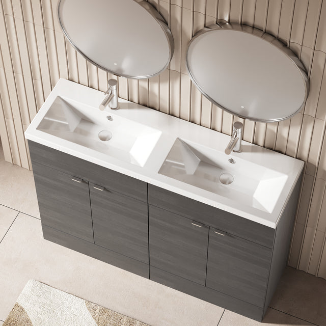 Hudson Reed Fusion 1200mm Floor Standing 4 Drawer Vanity Unit With Twin Ceramic Basin