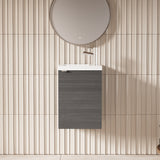 Hudson Reed Fusion 405mm Anthracite Woodgrain Wall Hung 1 Door Vanity Unit & Basin Soft Close Door