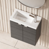 Hudson Reed Fusion Compact 500mm Anthracite Woodgrain Wall Hung 2 Door Vanity Unit & Polymarble Basin