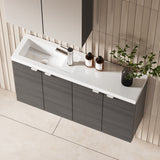 Hudson Reed Fusion 1000mm Anthracite Woodgrain Compact Wall Hung 2 Door Soft Close Vanity Unit & Basin