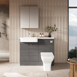 Hudson Reed Fusion 1100mm Anthracite Woodgrain Floor Standing Vanity & Toilet Unit with Semi Recessed Basin