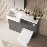 Hudson Reed Fusion 1005mm Anthracite Woodgrain Floor Standing Vanity Unit & Toilet Combination with Basin