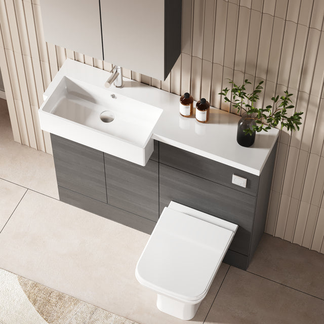Hudson Reed Fusion 1100mm 2 Door Vanity & Toilet Combination with Left Hand Semi Recessed Basin