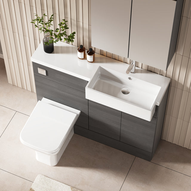 Hudson Reed Fusion 1105mm Floor Standing 2 Door Vanity Toilet & Right Hand Basin Combination
