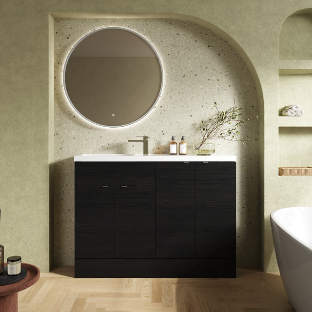 Hudson Reed Fusion 1200mm Compact Charcoal Black Floor Standing 2 Door Vanity Basin Combination