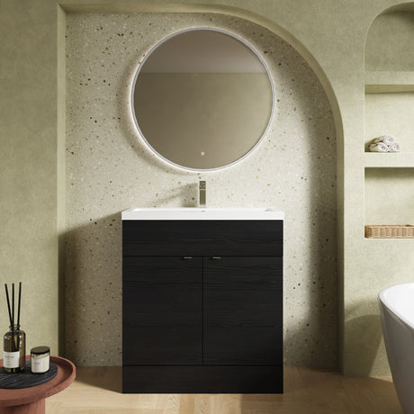 Hudson Reed Fusion 800mm Charcoal Black Floor Standing 2 Door Vanity Unit with Basin