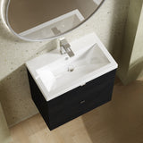 Hudson Reed Fusion 600mm Charcoal Black Wall Hung 2 Drawer Vanity Unit & Basin With Soft Close Drawers