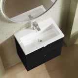 Hudson Reed Fusion 600mm Charcoal Black Wall Hung 2 Drawer Vanity Unit with Basin With Soft Close